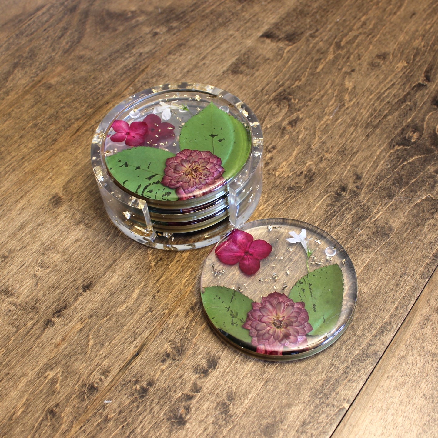 Round Floral Coaster Set