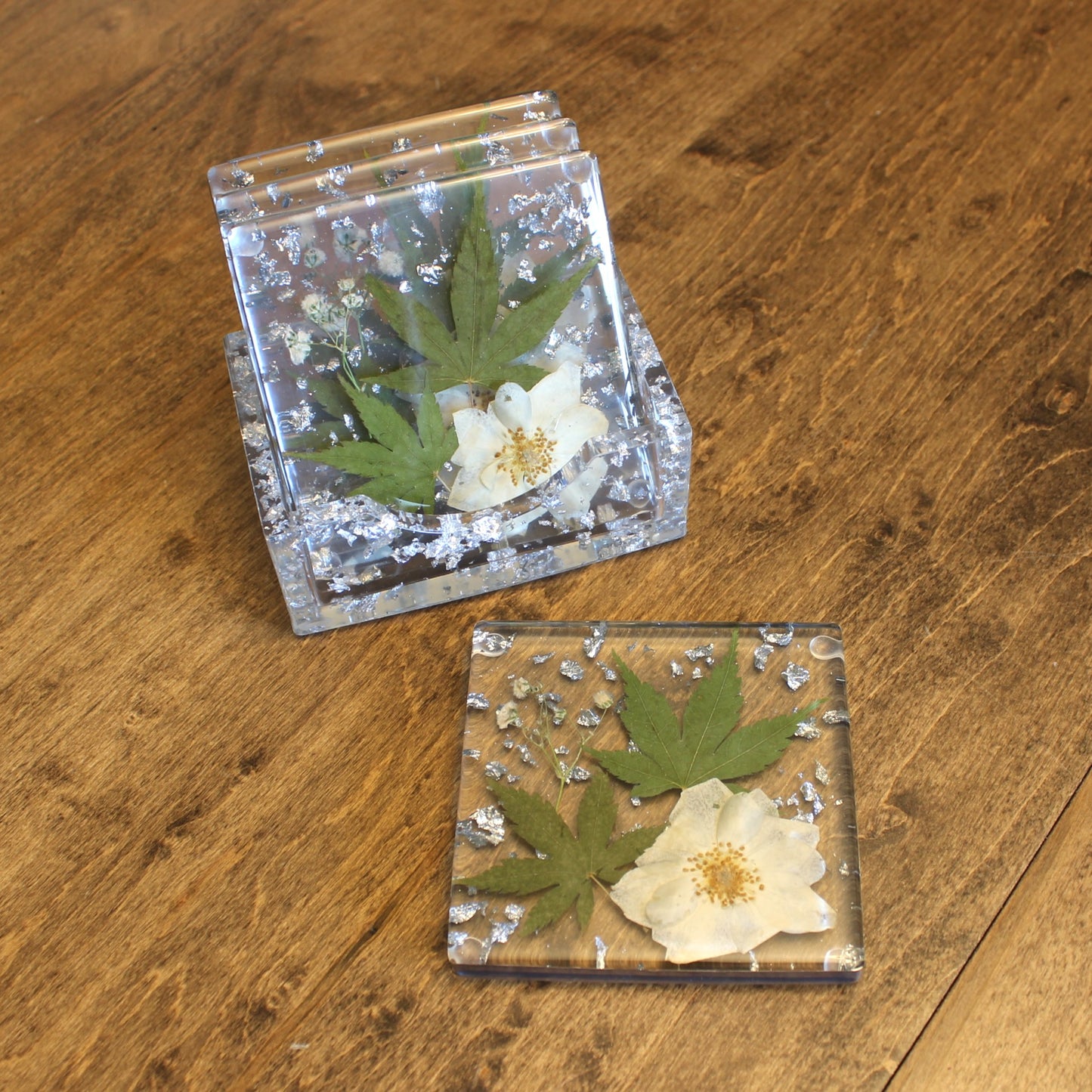Square Floral Coaster Set