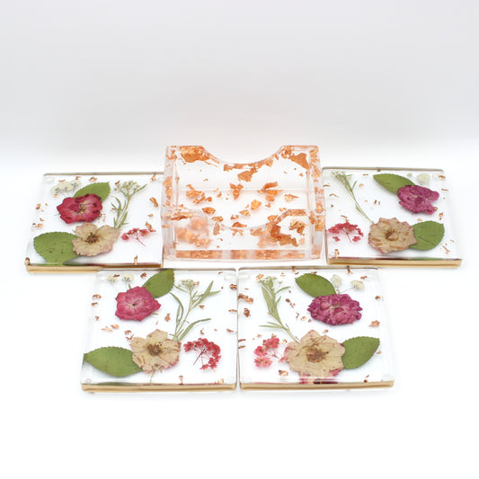 Square Floral Coaster Set