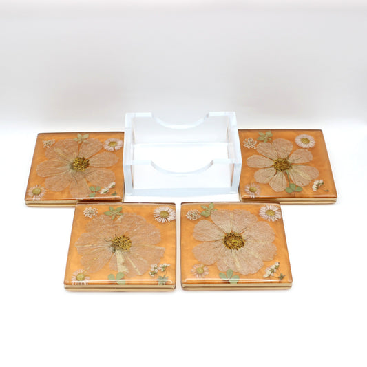 Square Floral Coaster Set