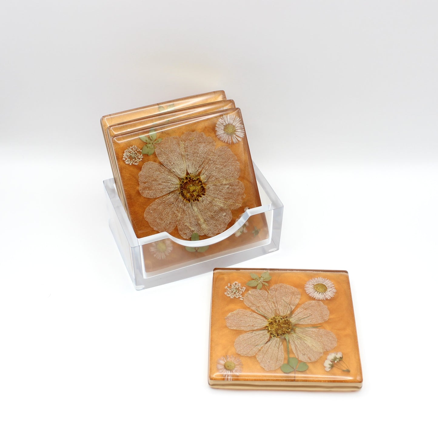 Square Floral Coaster Set