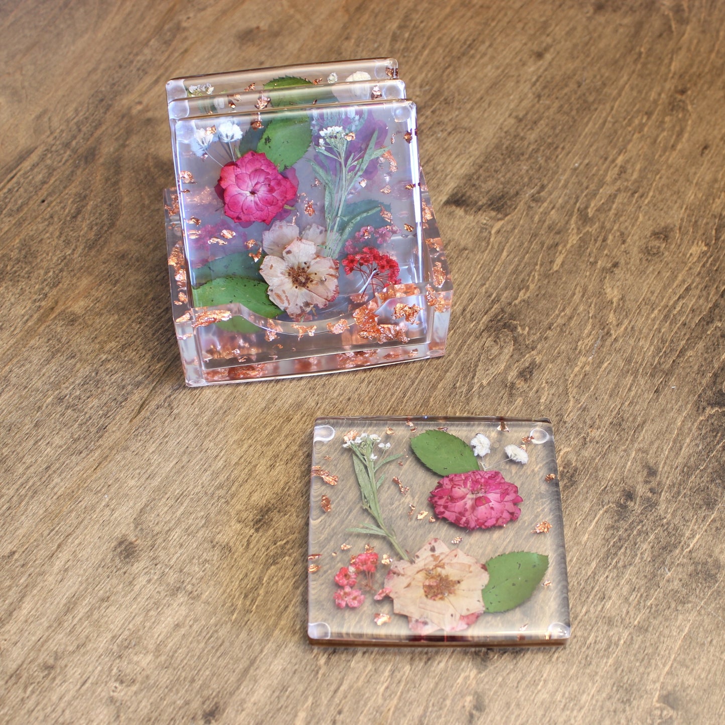 Square Floral Coaster Set