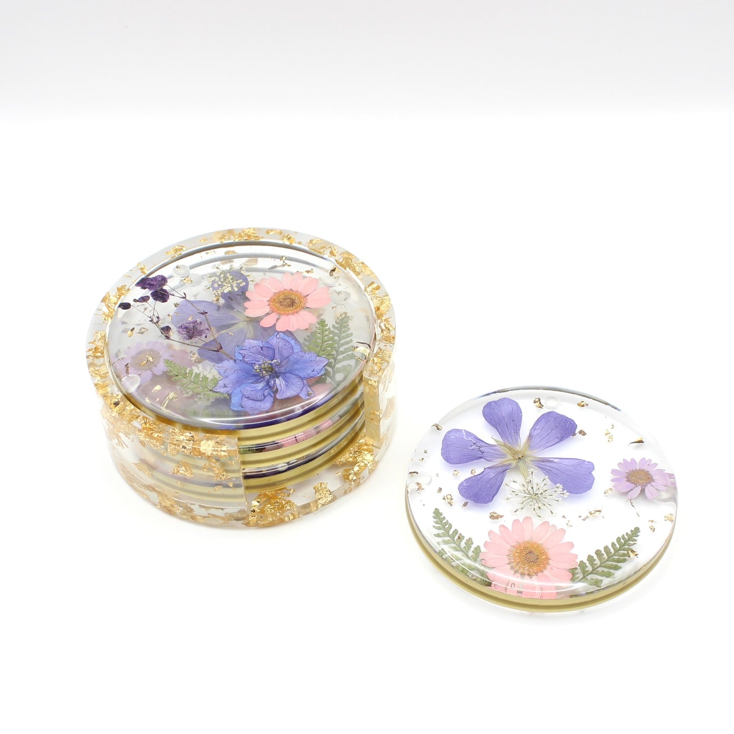 Round Floral Coaster Set