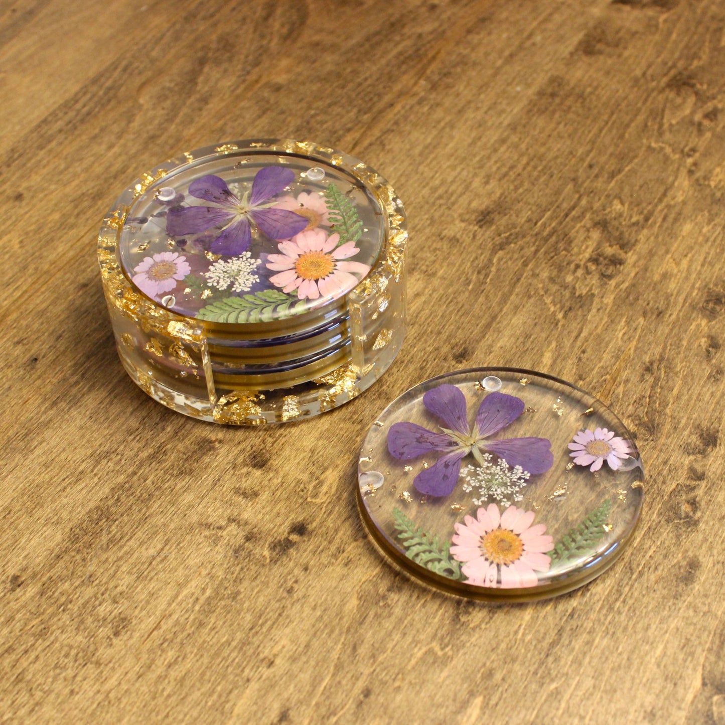Round Floral Coaster Set
