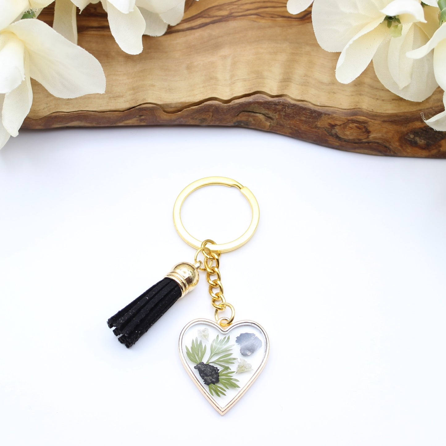 Pressed Flower Keychains-Gold