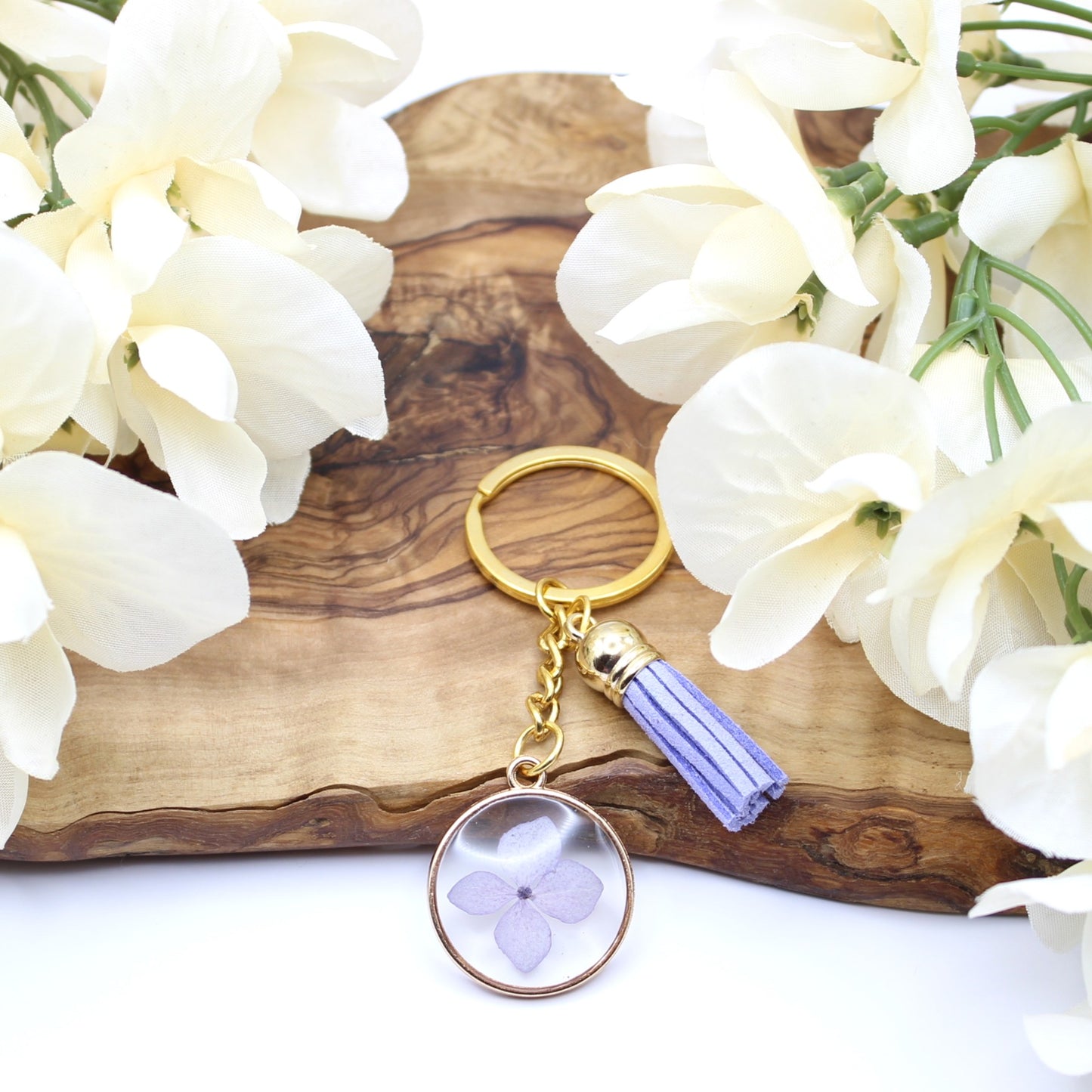 Pressed Flower Keychains-Gold