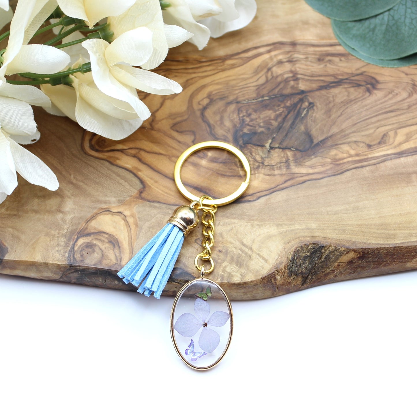 Pressed Flower Keychains-Gold