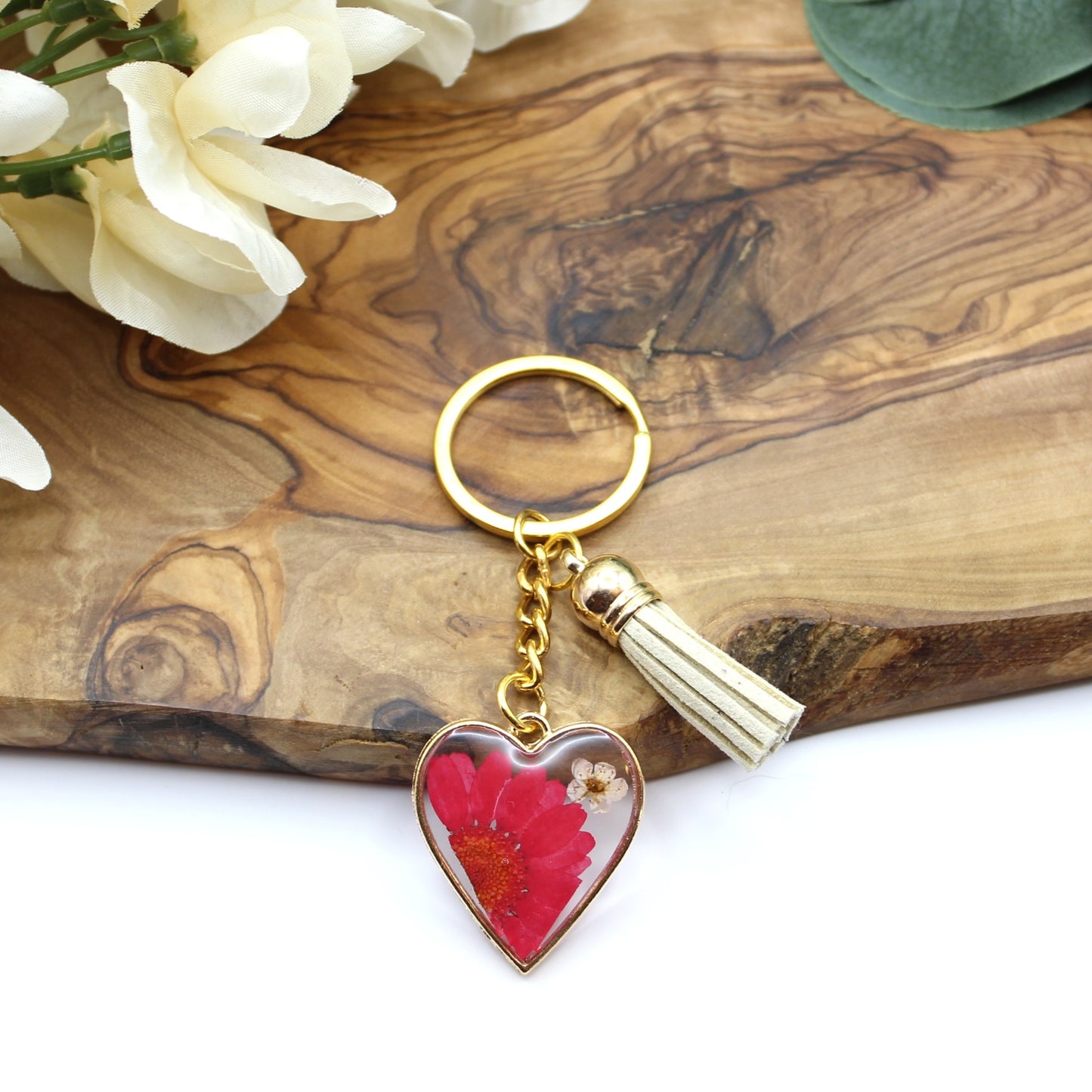 Pressed Flower Keychains-Gold