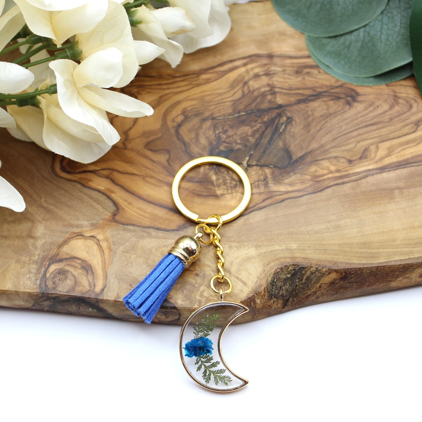 Pressed Flower Keychains-Gold