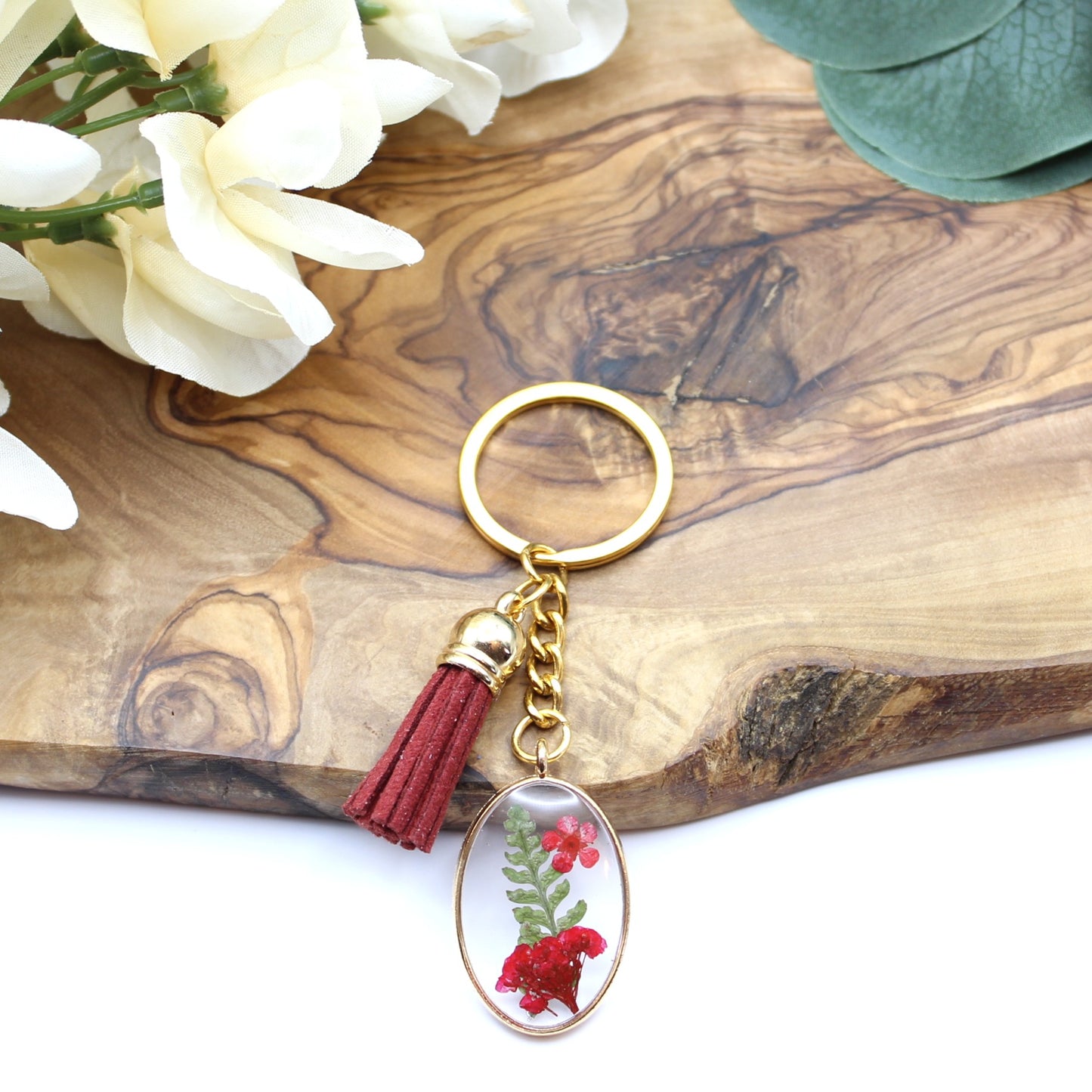 Pressed Flower Keychains-Gold