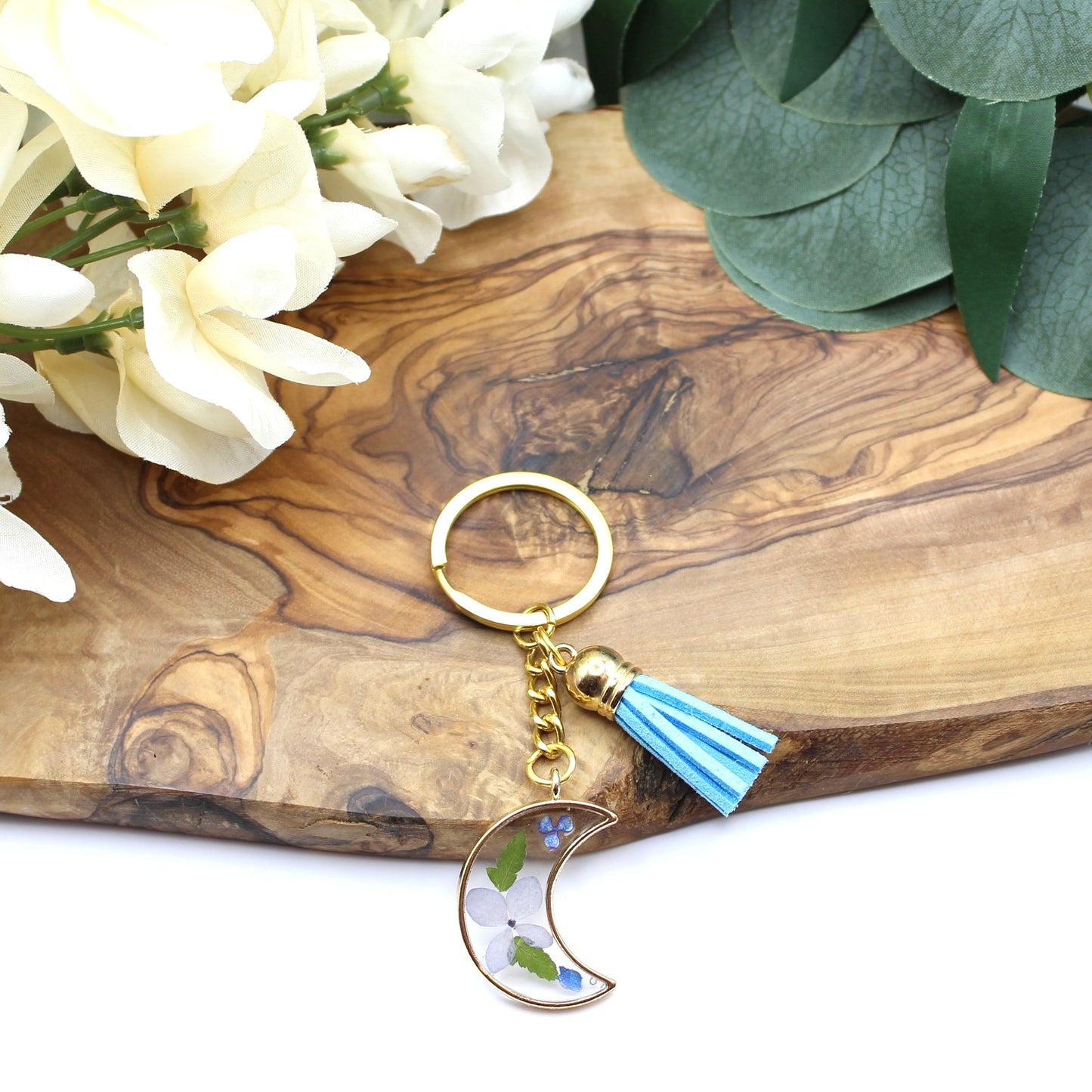 Pressed Flower Keychains-Gold