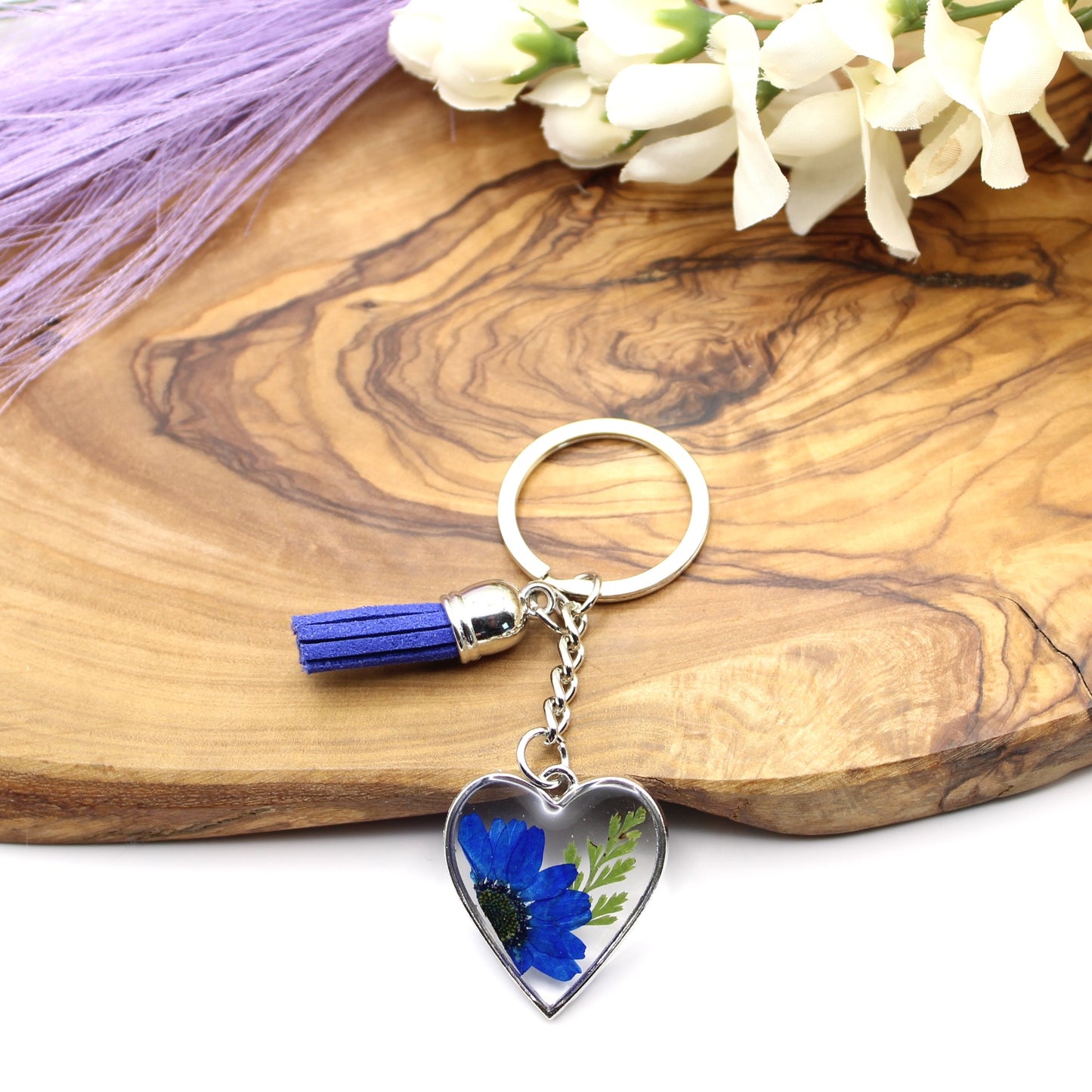 Pressed Flower Keychains-Silver