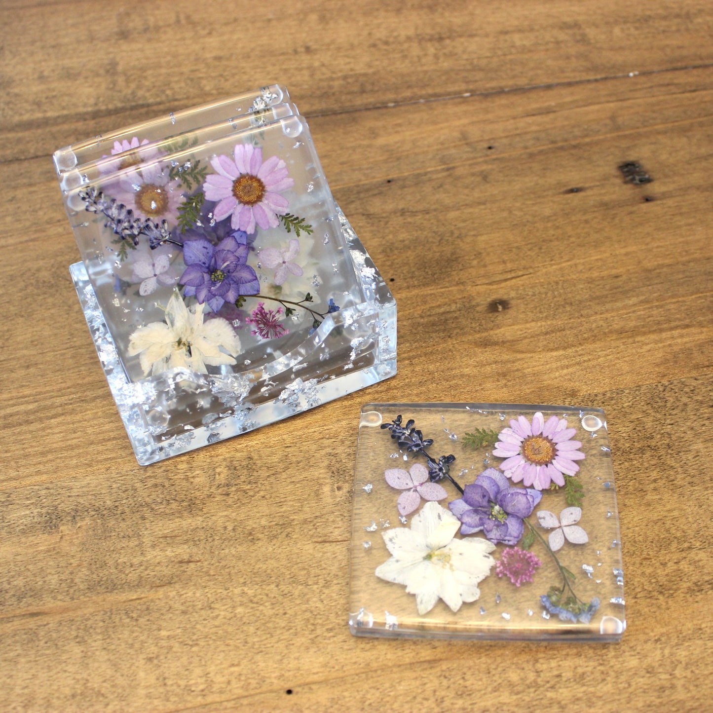 Square Floral Coaster Set