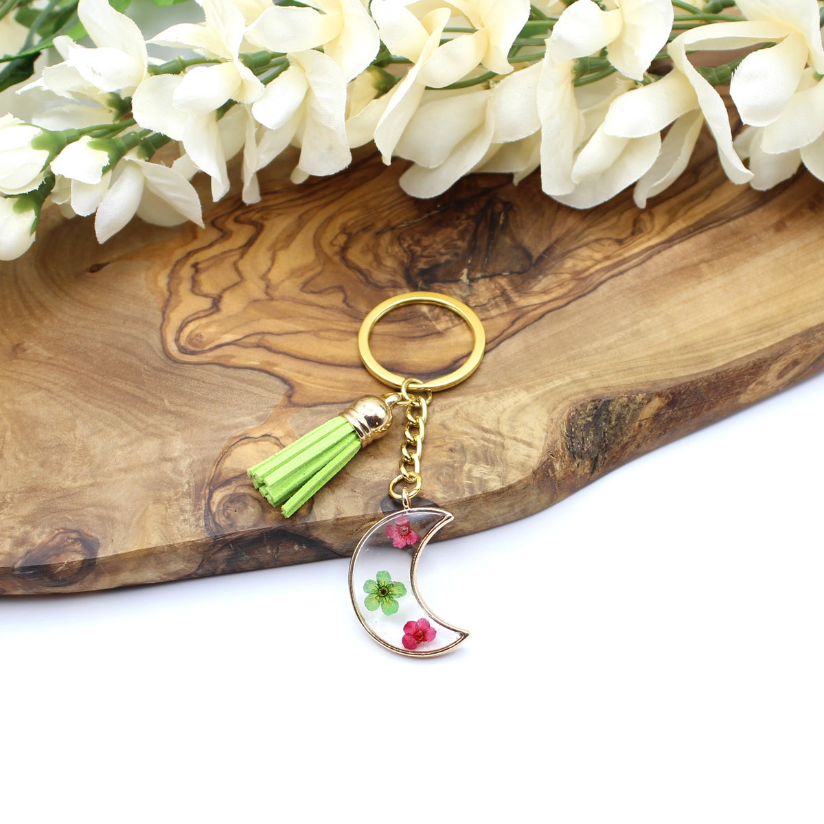 Pressed Flower Keychains-Gold